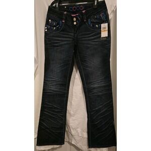 COOGI Australian Vintage NWT Embroidered Blue Denim Jeans Women's Size 7/8 1969